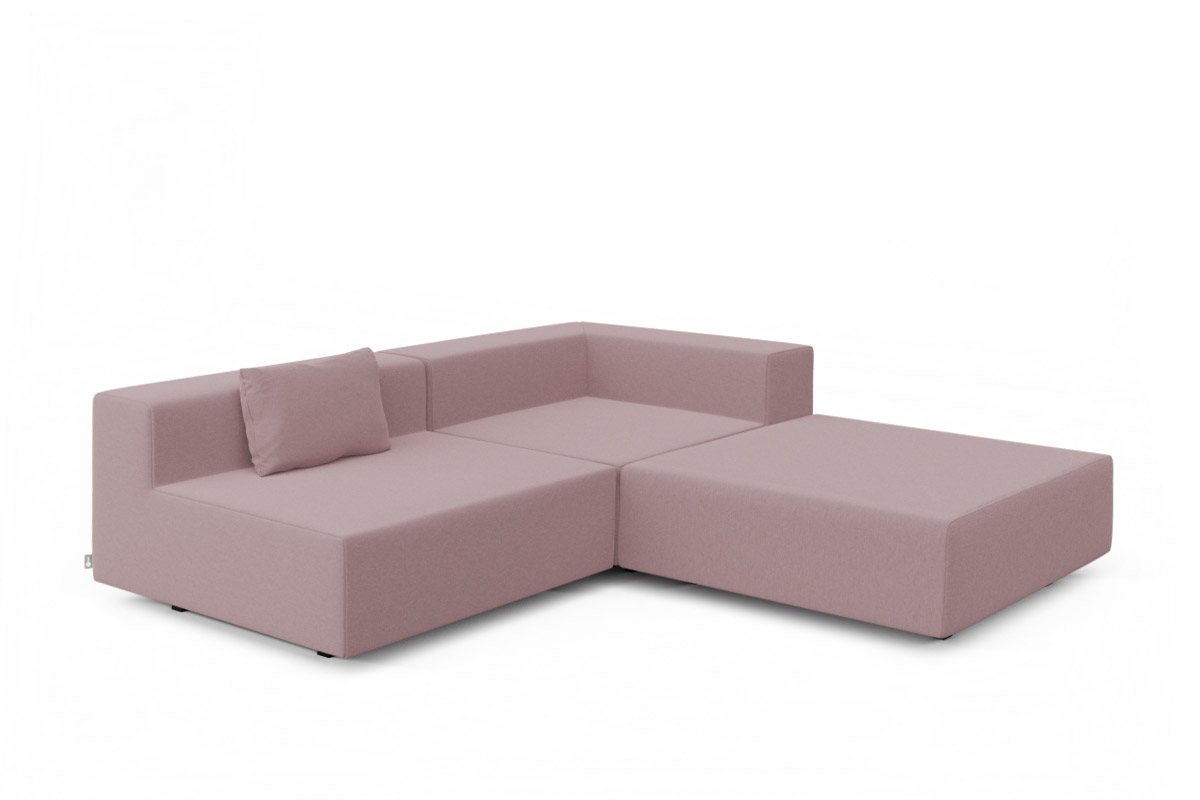 Modulares 3er Gartenlounge Set LOOP in der Farbe Salmon Rose.