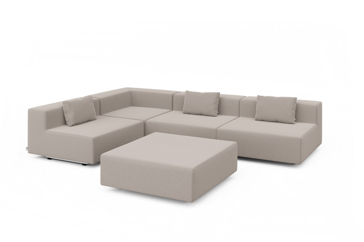Minimalistisches 5er Gartenlounge Set LOOP M in der Farbe Carbone Taupe.