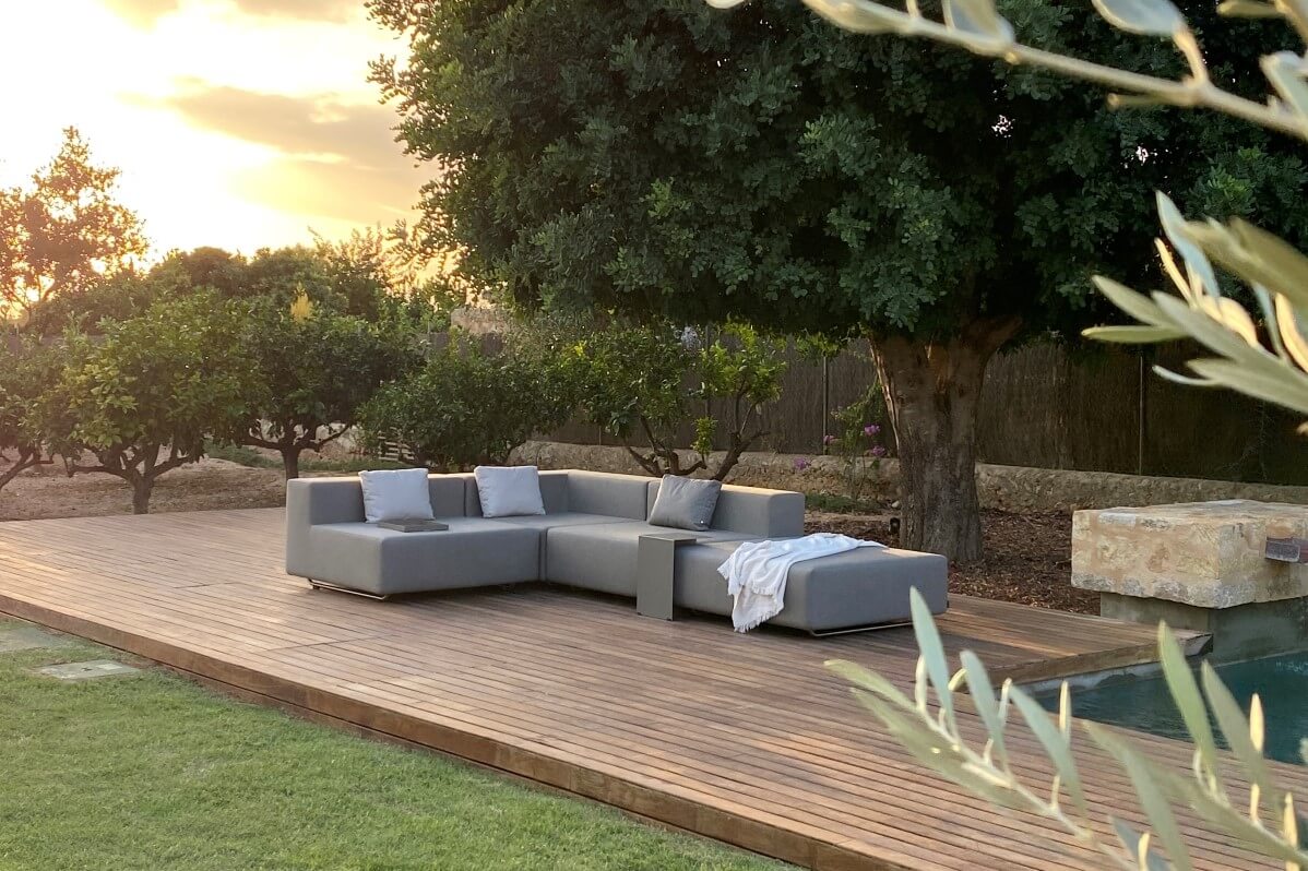 Exklusives 4er Garten Lounge Set LOOP wetterfest – Modulare Outdoor Sitzgruppe für Terrasse & Balkon | Set-Preis-Vorteil
