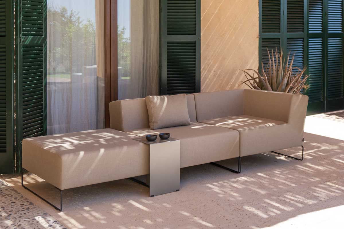 3-piece designer garden lounge with side table on the balcony, with cushions and side table