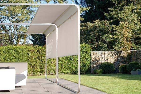 Balcony retractable sun awning on the garden terrace