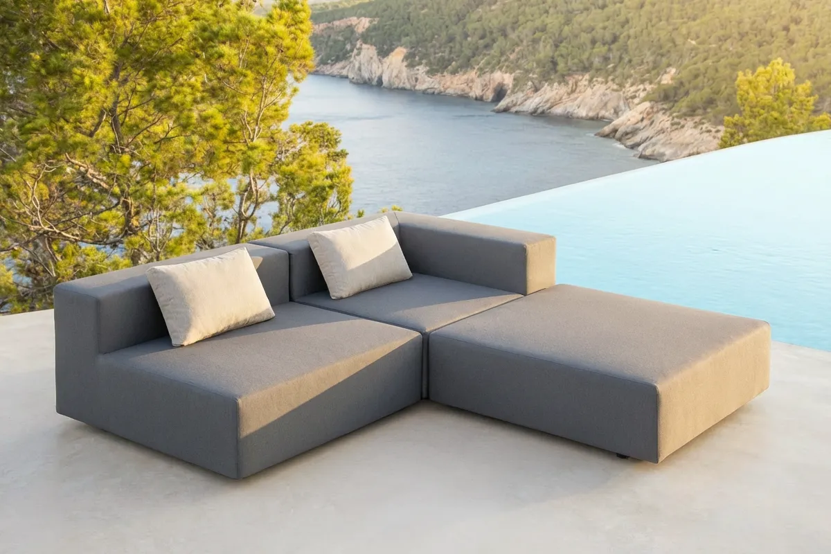 Wetterfestes 4er Design Balkon Lounge Set LOOPY – Modulare Sitzgruppe & Gartensofa | Set-Vorteil